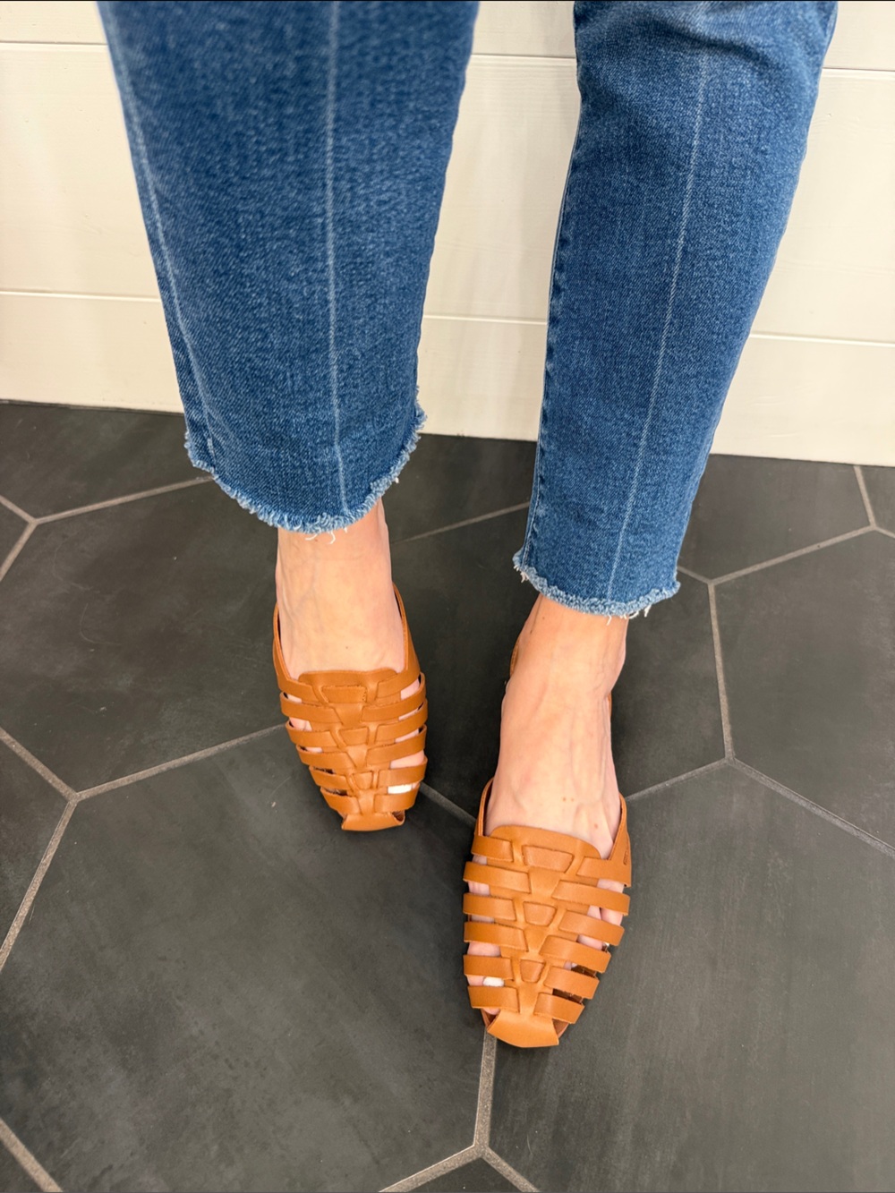 Steve Madden Tan Woven Leather Flats